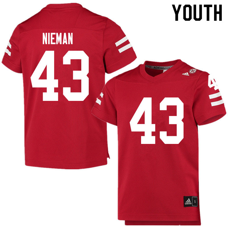 Youth #43 Mason Nieman Nebraska Cornhuskers College Football Jerseys Sale-Scarlet